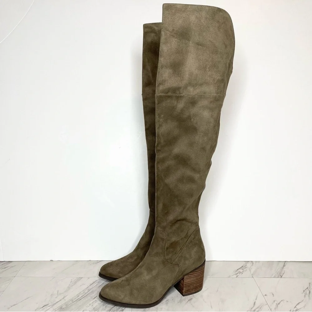 BP Luke Gray / Green Faux Suede Over The Knee Boot 8 1/2